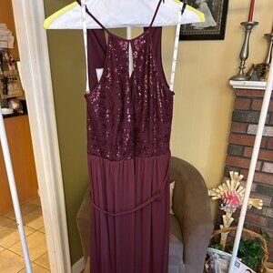 Burgundy Halter Gown; Size 10